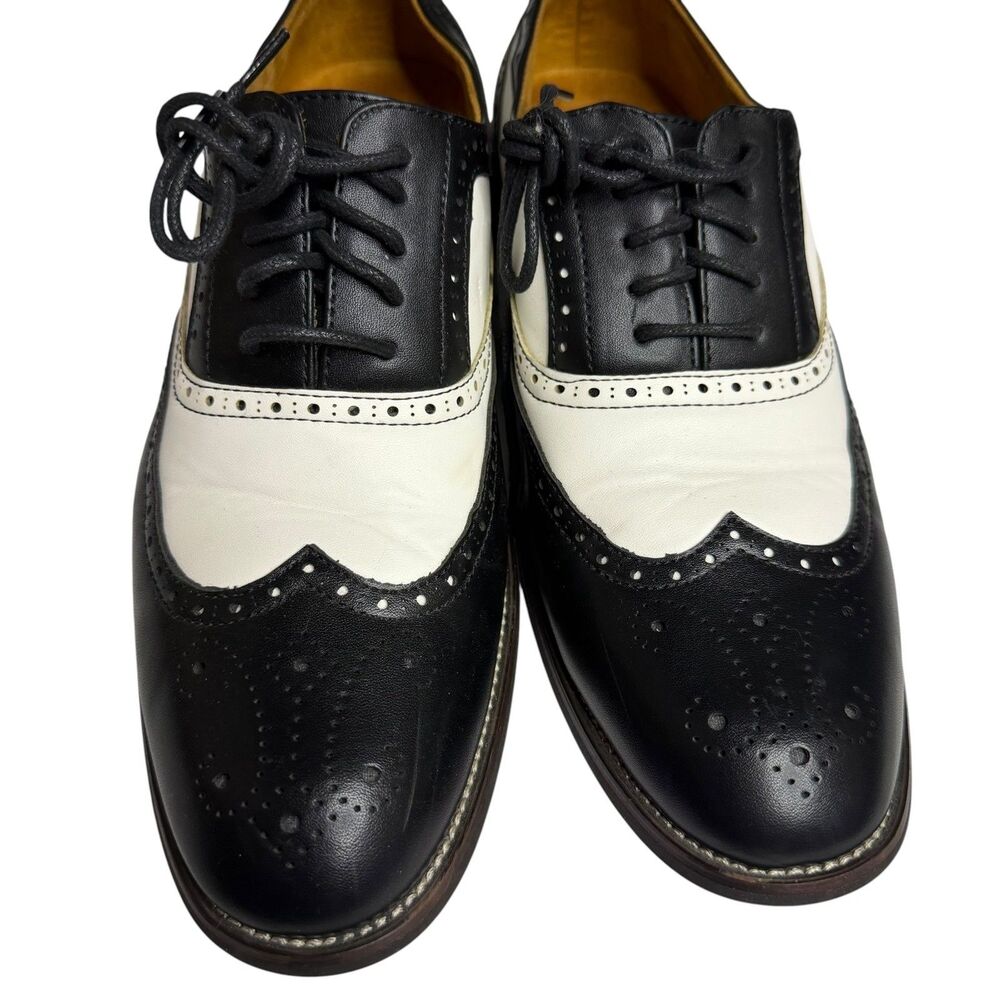 Ferro Aldo Arthur Oxford Shoes Loafers Two-Tone Leather Black White Men 7.5 - Picture 4 of 11